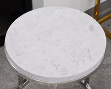 Restoration Hardware Nicholas Side Table in White Marble and Stainless Steel