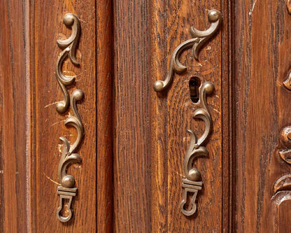 French Walnut Country 2 Drawer 4 Door  Buffet With Step Back  Hutch