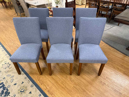 Set of 6 Denim Blue Parson's Dining Chairs