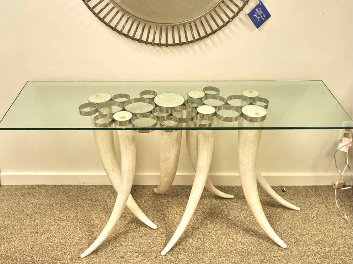 Glass Top Console on Faux Tusk Base