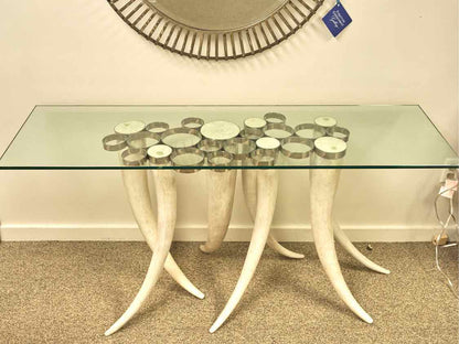Glass Top Console on Faux Tusk Base