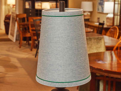 Art Deco Geometric Base & Blue Shade Table Lamp