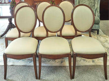 Set of 6 Jonathan Charles  Balloon Back Dining Chairs in Ivory Linen Upholstery