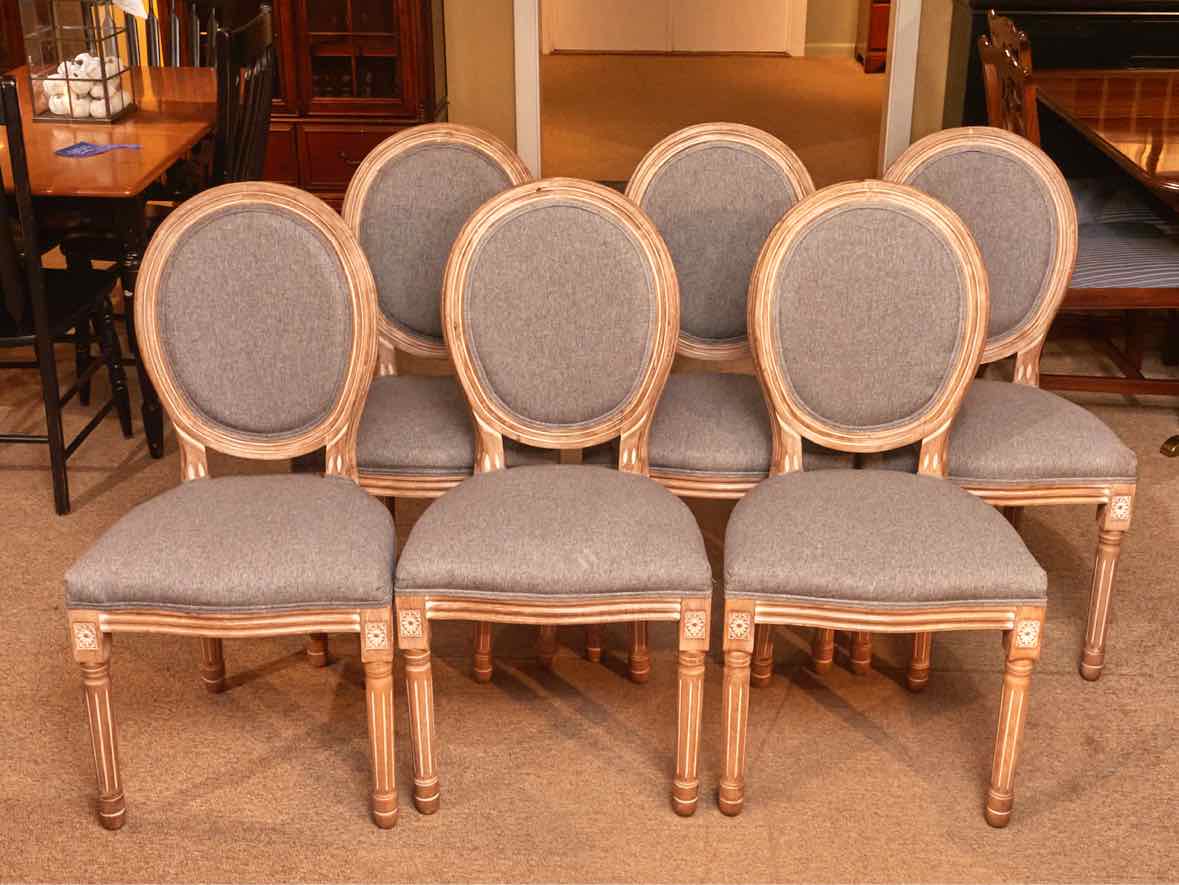 Set Of 6 French Country King Louis XVI Style Dining Chairs