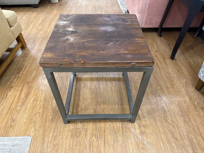 Square Side Table w/ Metal Base