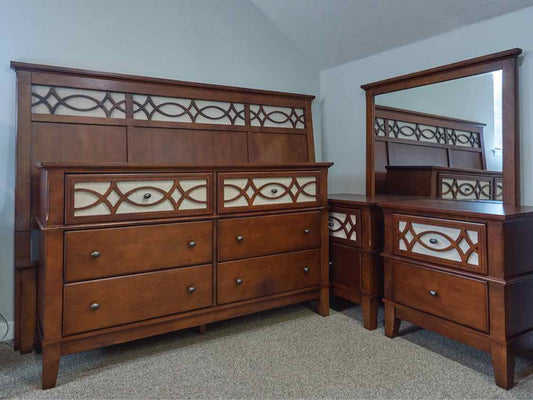 King Size Cherry Stain Bedroom Set