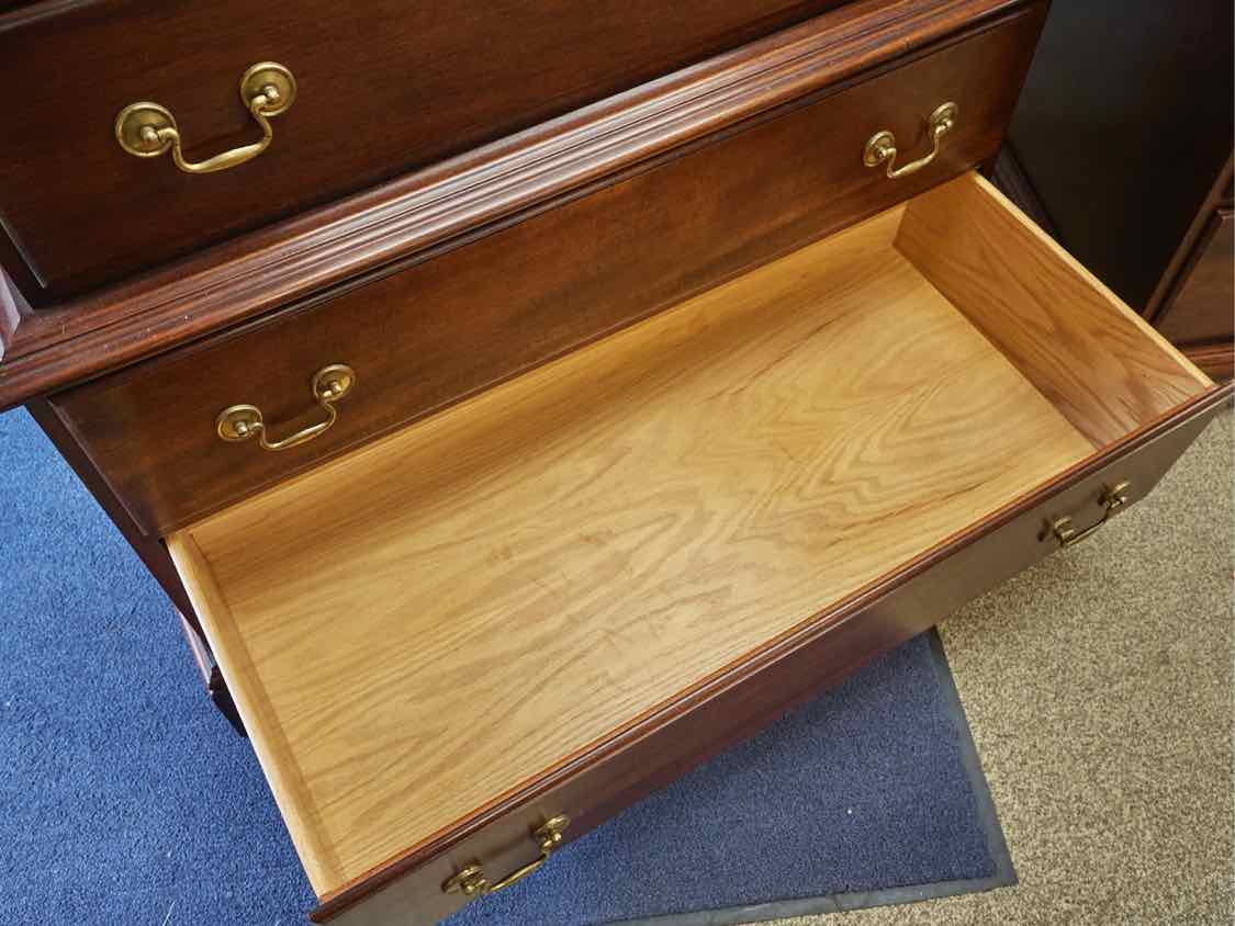 Solid Wood Seven Drawer Chest on Chest in Mahogany Stain