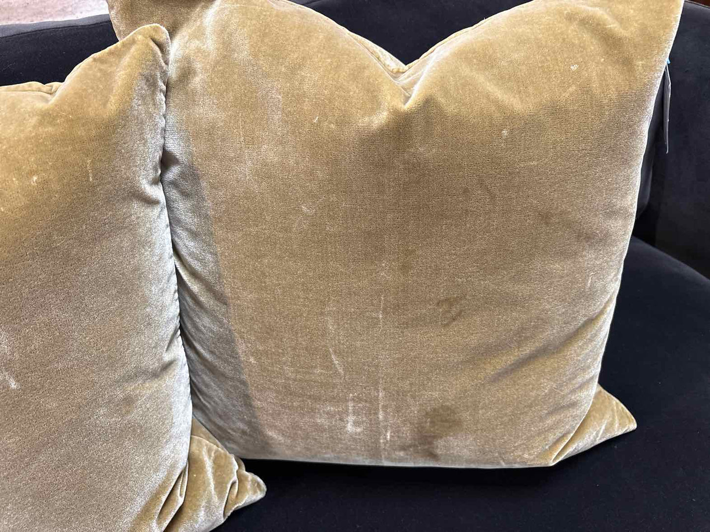 Pair of Antique Gold Velvet Accent Pillows