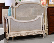 Carved and Painted Queen Bed w/ Cained Headboard and Footboard