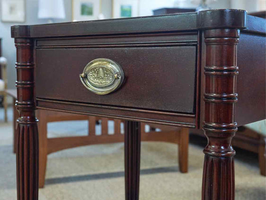Mahogany Cookie Cutter Top 1 Drawer Nightstand with Column Sides
