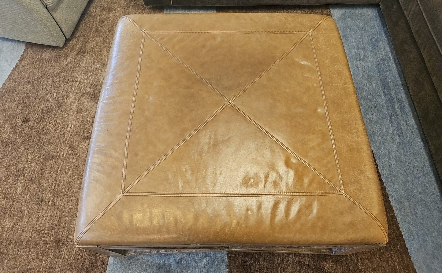Leather Top Square Ottoman