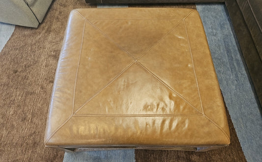 Leather Top Square Ottoman