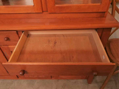 Thomasville Maple 3 Glass Doors 2 Drawers & 3 Lower Doors  Hutch