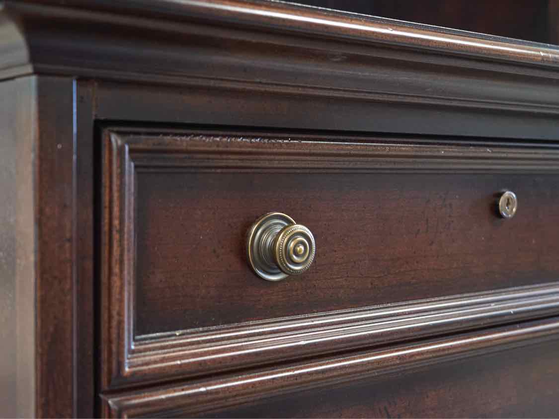 Stanley Cherry Two Piece Lighted Bookcase