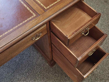 Vintage Mahogany Leather Top Desk