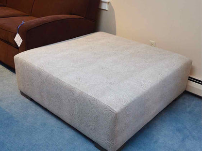 Taupe & Ivory Design  Wool Blend Upholstered Ottoman