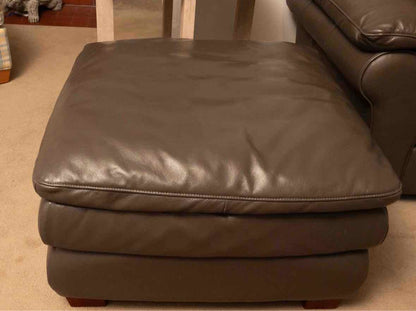 Grey Leather Ottoman