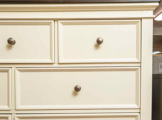 Ashley Furniture Cream Finish 7 Drawer  Dresser with Arch Mirror