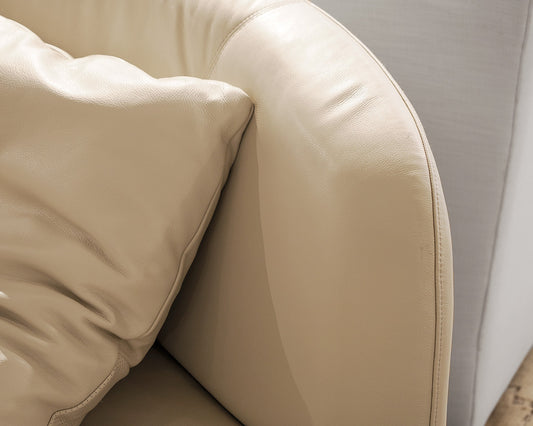 Natuzzi Amalia White Leather Chaise