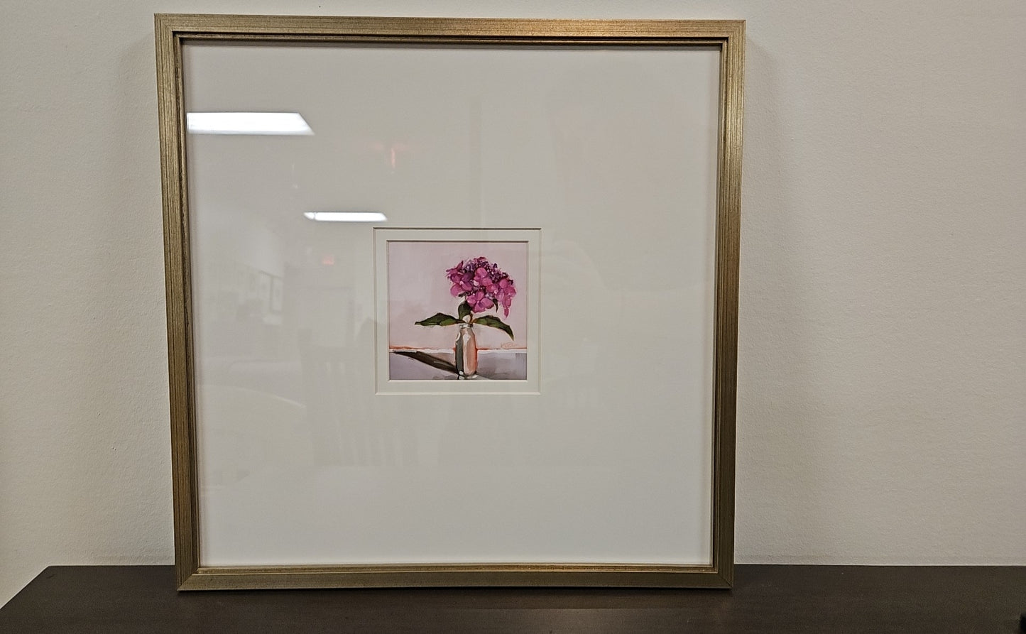 'Milk Bottle Floral B' in Champagne Frame