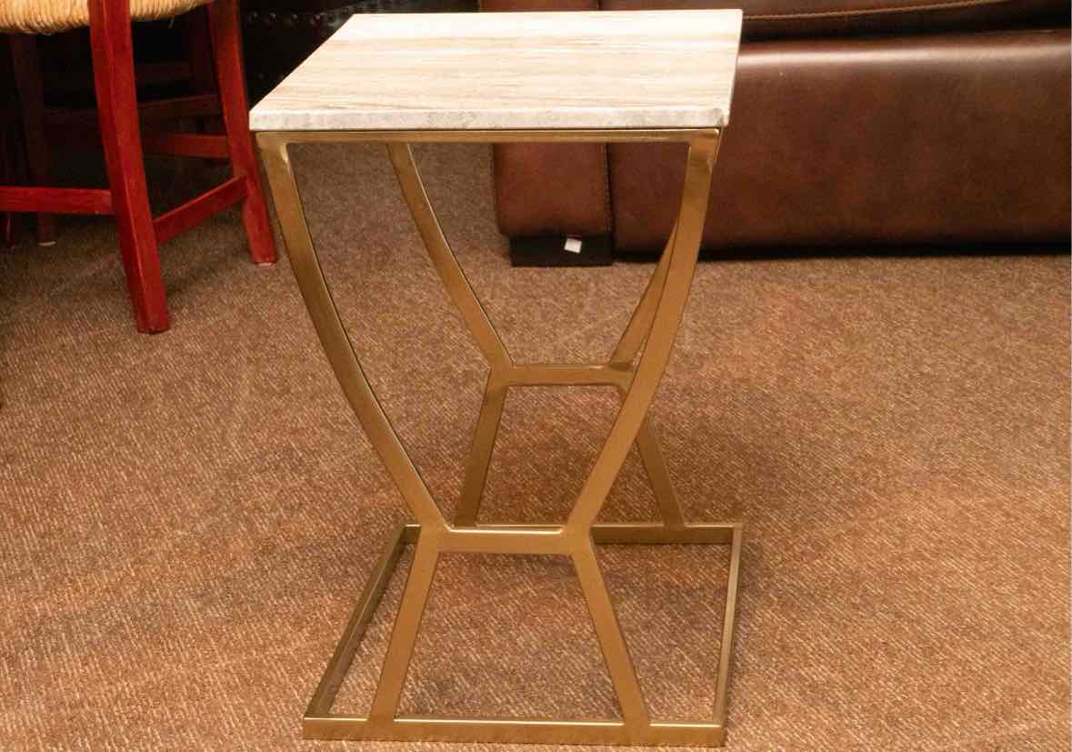 Marble Top Side Table with Gold Metal Base