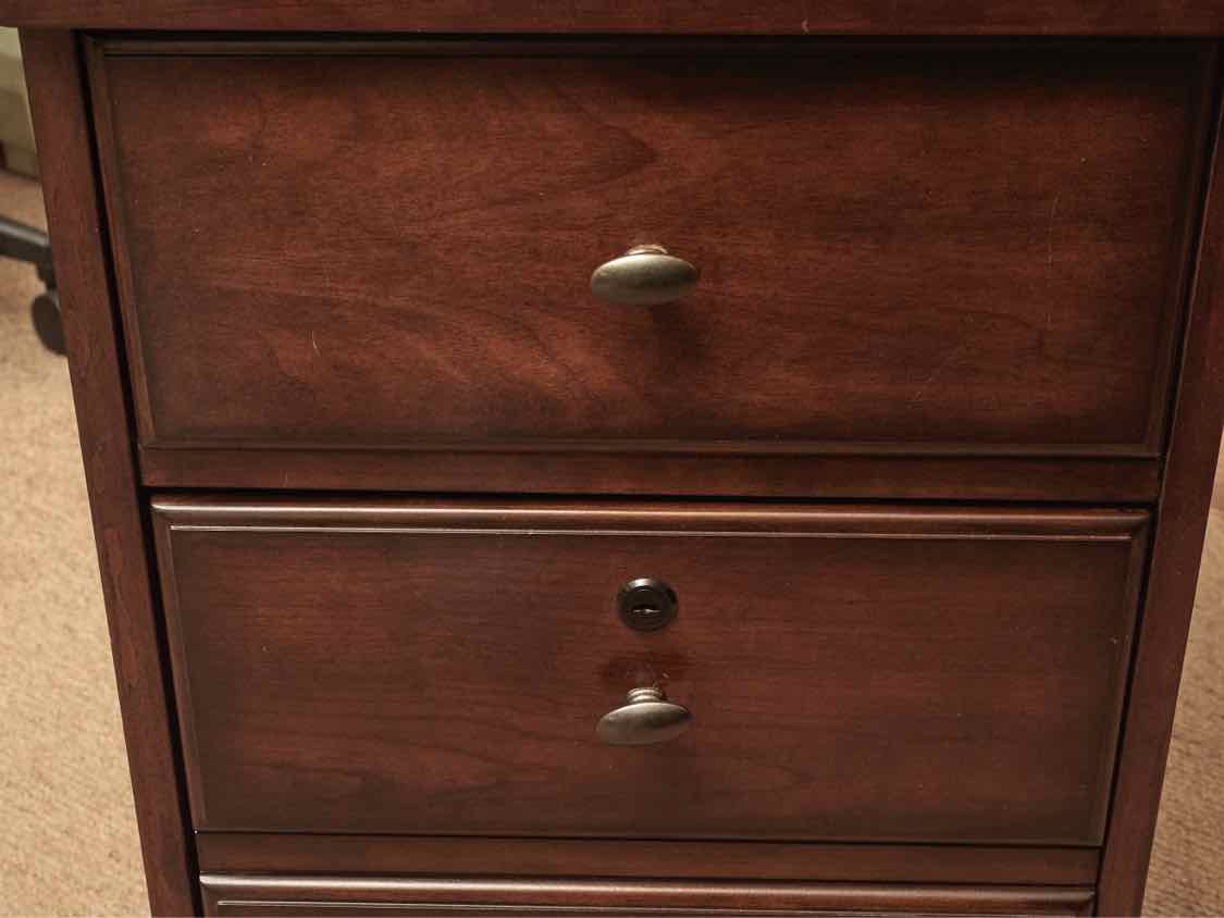 Dark Stained 1 Drawer 1 File Drawer On Wheels File Cabinets