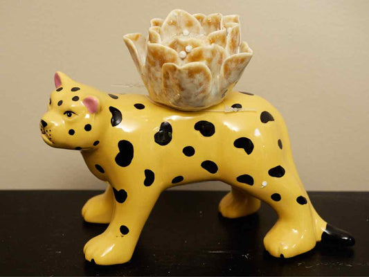 Ceramic Standing Cheetah Candleholder