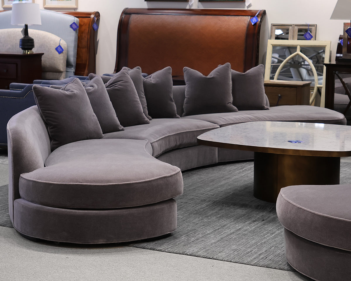 Bright Furniture 3-Piece Curved Sectional in Grey Mohair
