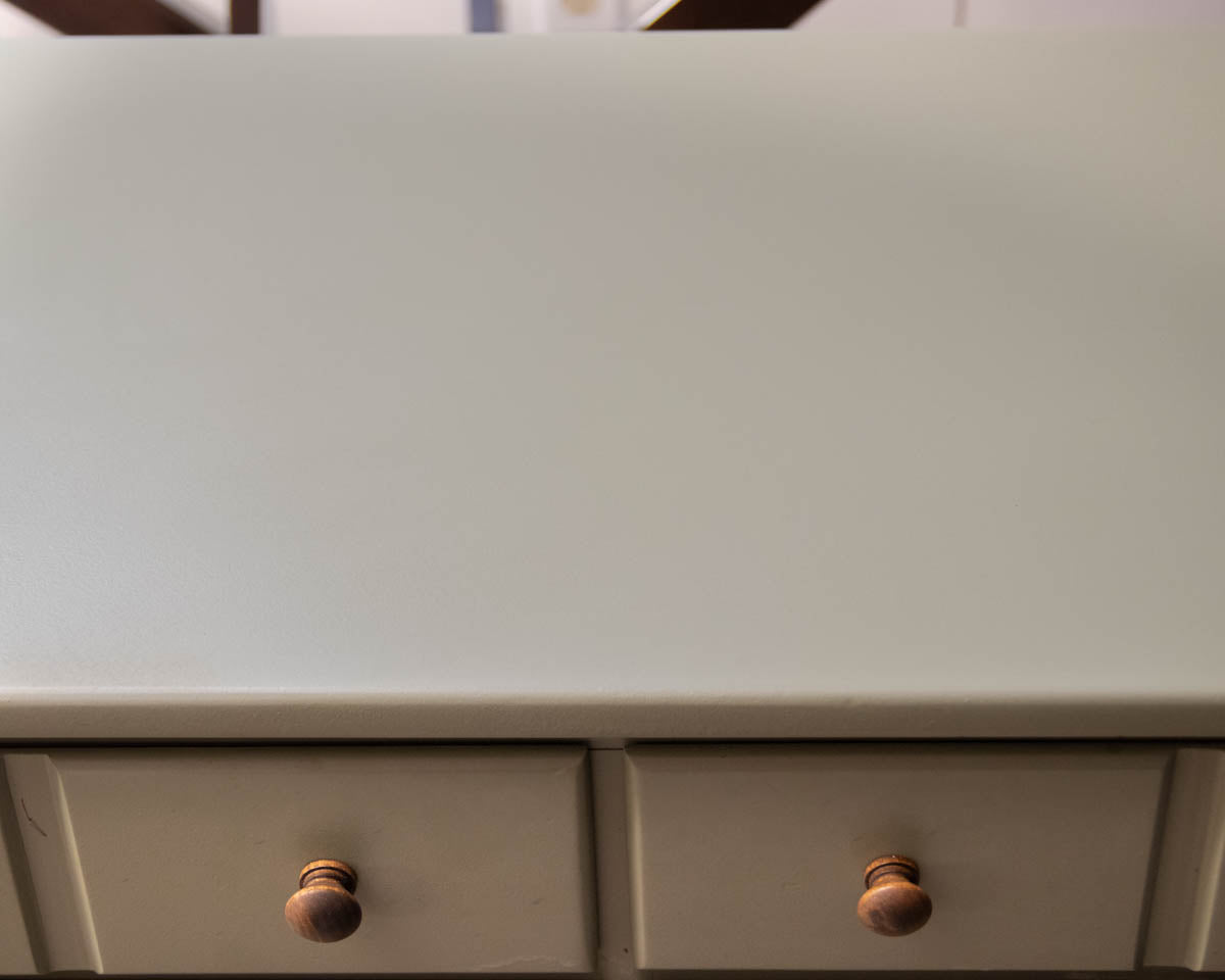 Six  Drawer Dresser In Sage Green Finish W/ Wood Knobs