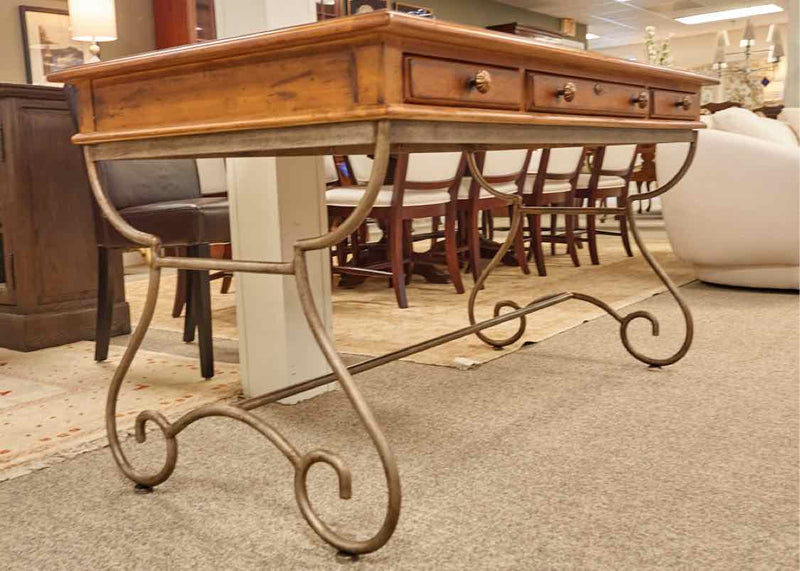 Century Furniture  Correspondent Desk with Planktop and Metal Scrolled Base