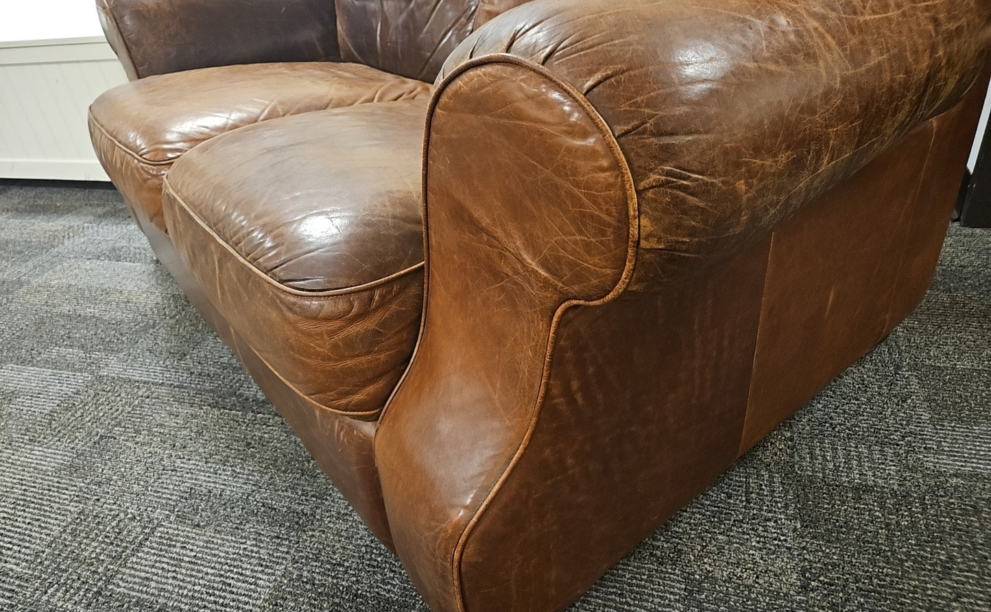 Natuzzi Brown Leather Loveseat