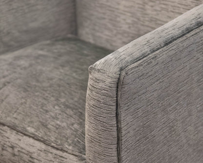 Basset Swivel Chair Upholstered In Grey Chenille Fabric
