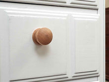 White Finish 5 Drawer Chest with Natural Wood Knobs