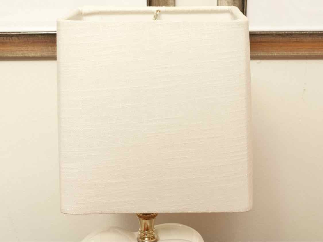 White Bunny Lamp With White Linen Shade