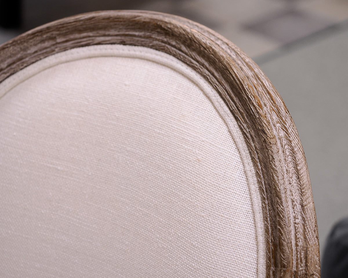 Set of Four Restoration Hardware Vintage French Round Fabric Side Chair