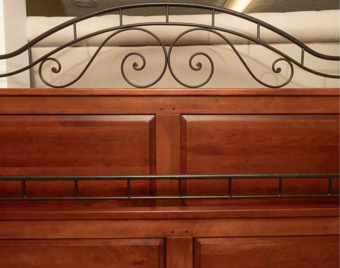 Bob Timberlake Cherry With Black Finish Metal Scroll Accent King Bed