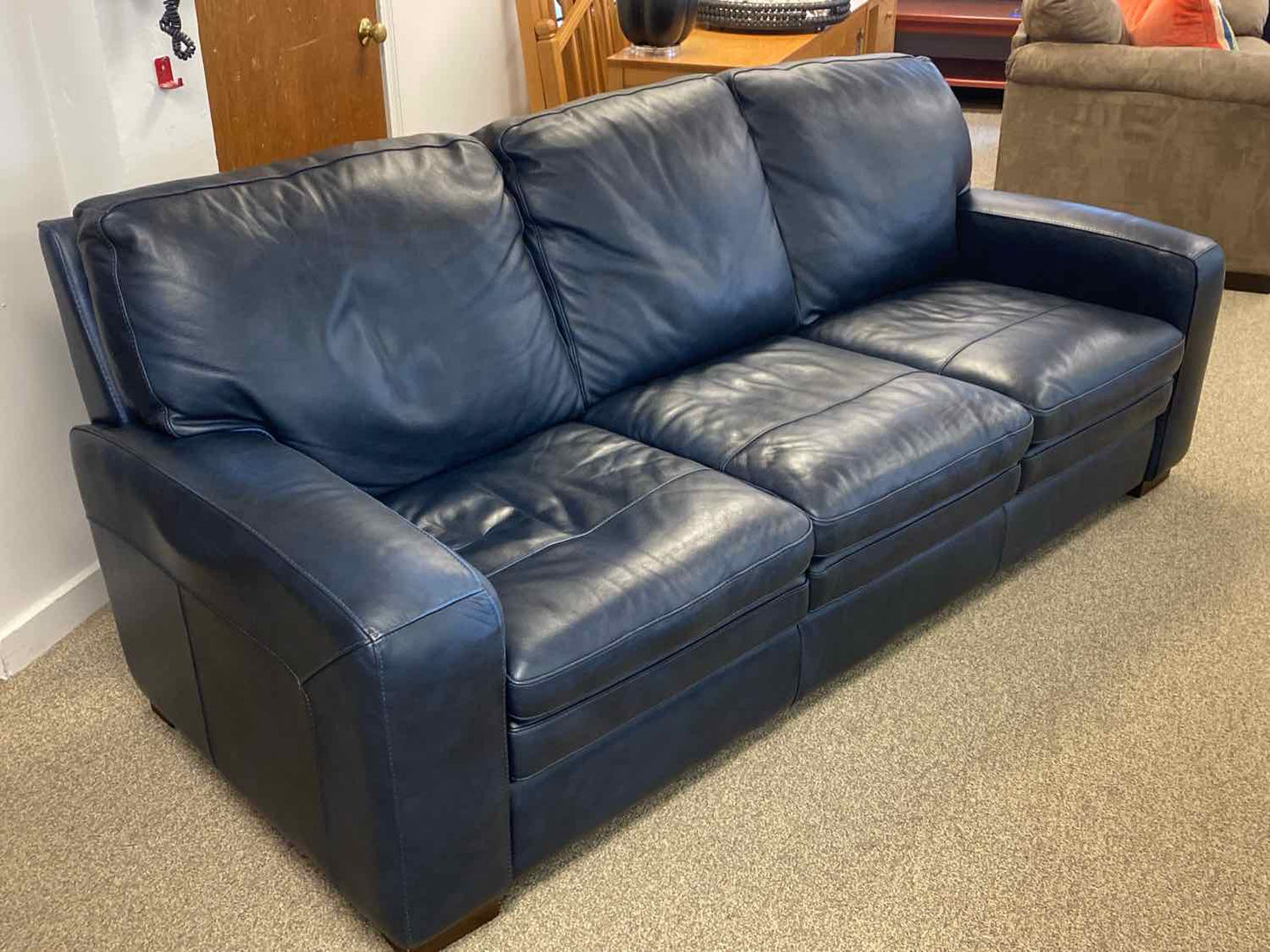 Caruso Top Grain Leather Sofa in Navy