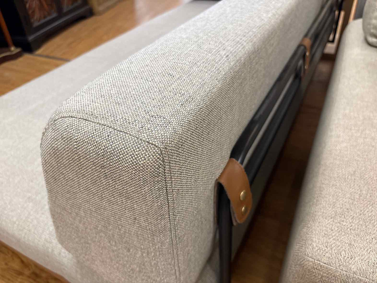 Bench Seat Daybed with Black Metal Frame