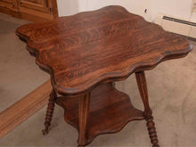 Oak Side Table with Spool Legs & Claw Feet with Glass Ball