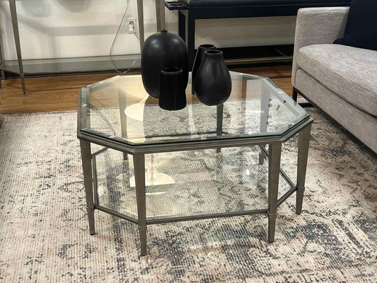 Octagonal Silver and Glass Cocktail Table