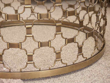 Arhaus 'Naomi' Gold Hammered Cocktail Table with Glass Top