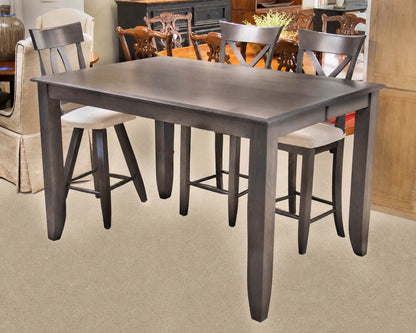 Canadel Expanding Pub-Height Table & Set of 6 Counter Stools in Grey Finish