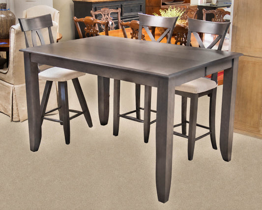 Canadel Expanding Pub-Height Table & Set of 6 Counter Stools in Grey Finish