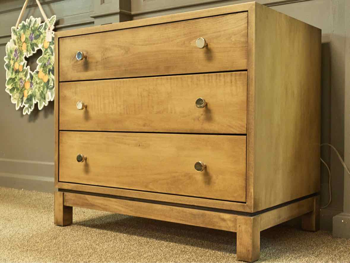 Gat Creek " Gerard" Maple 3 Drawer Nightstand with Polished Nickel Knobs
