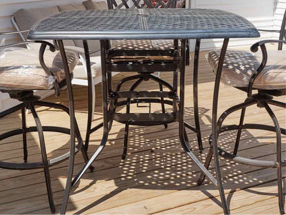 Black Basket Weave Top Metal Pub Outdoor Dining Set