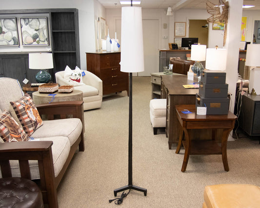 Pottery Barn Fallon Floor Lamp in Wrought Iron with Narrow Shade