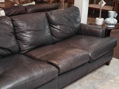 Bradington Young  Blue Gray Leather 3 Cushion Sofa