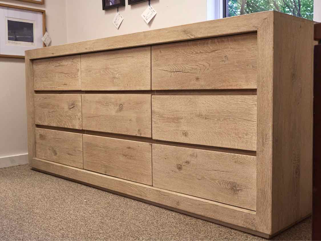 Restoration Hardware Contemporary Oak Nine Drawer Dresser