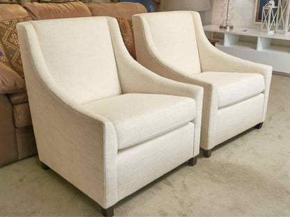 Pair Of West Elm  Weave Ivy Natural Upholstered Chairs
