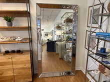 Beveled Large Floor Mirror in Silver Beaded Mirrored Frame